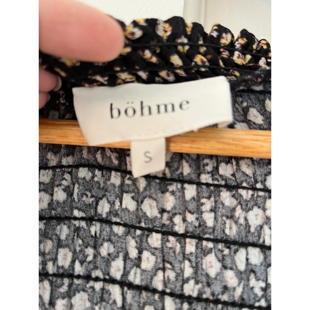 Bohme Moxie Smocked Floral Mini Dress Romantic Cottagecore Bell Sleeve S ✨ - Picture 7 of 9